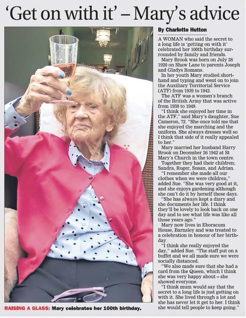 Other image for Town’s oldest resident dies, aged 104